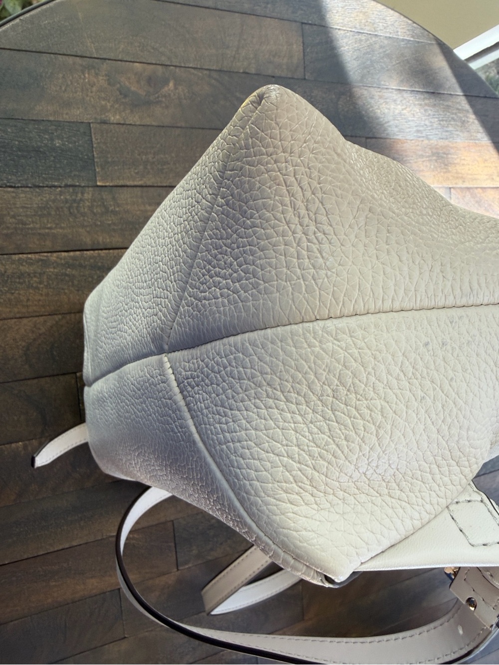 Michael Kors Slim Pebbled Leather Backpack in Cream color with Gold Hardware - Picture 12 of 15